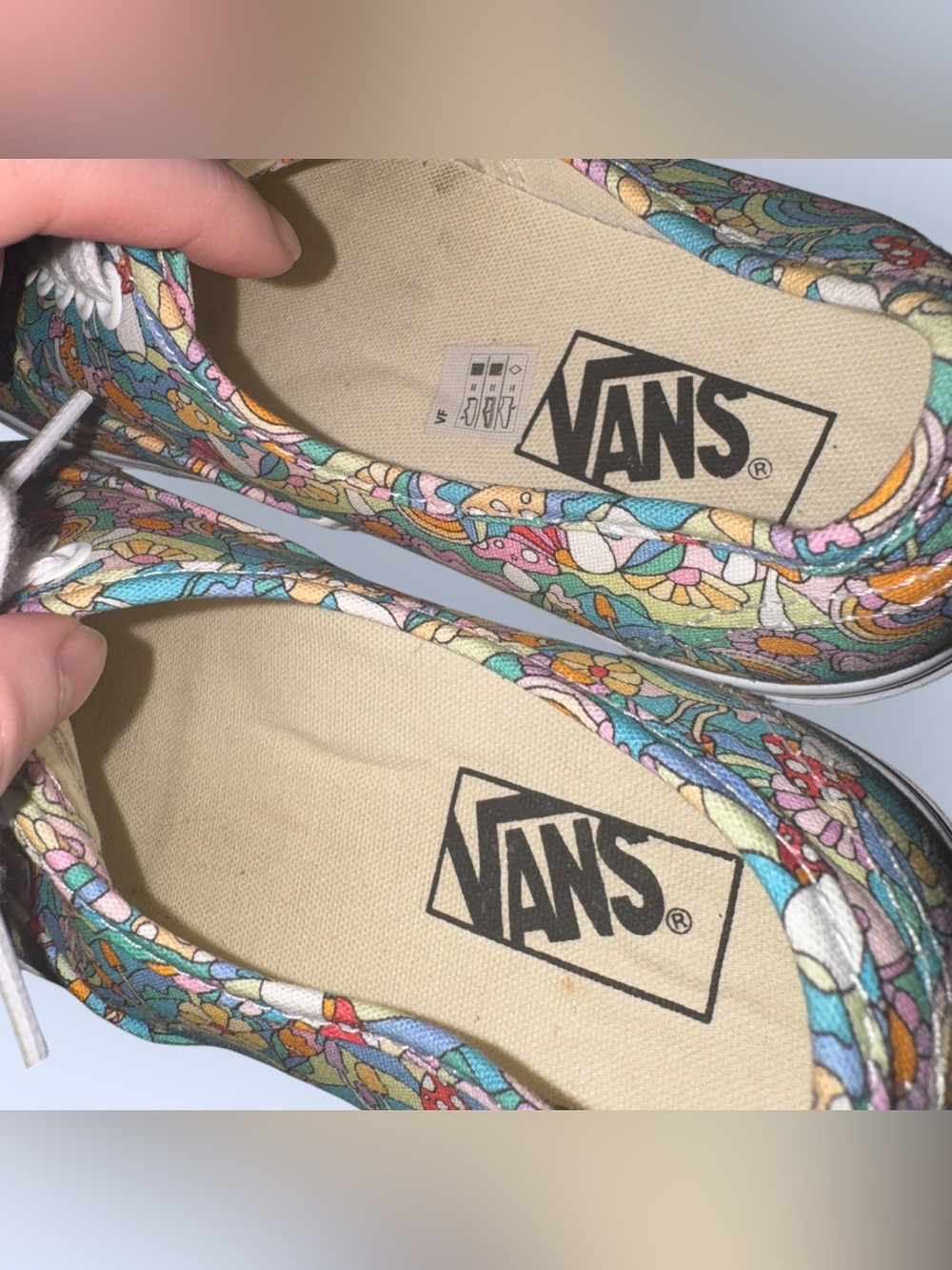 Vans Vibrant Trippy Mushroom and Floral Print  Canvas Sneakers - Picture 4 of 7